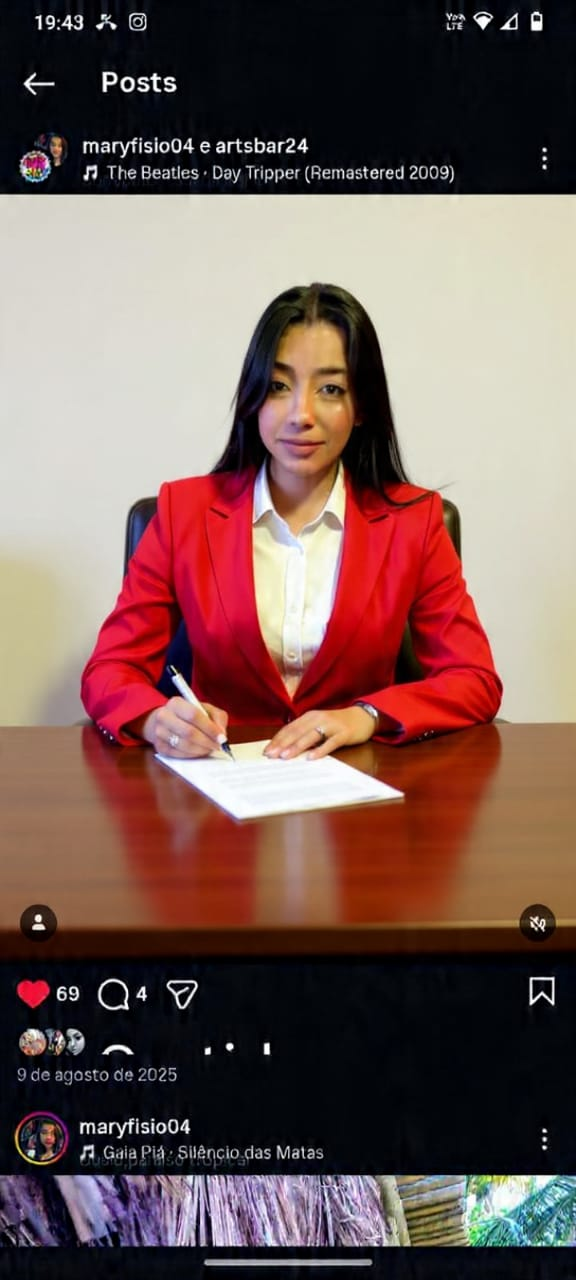 Mariana Santos Vilela em uma mesa de trabalho